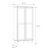 Wooden Wardrobe With 2 Doors With Rattan Effect Front - Calasetta