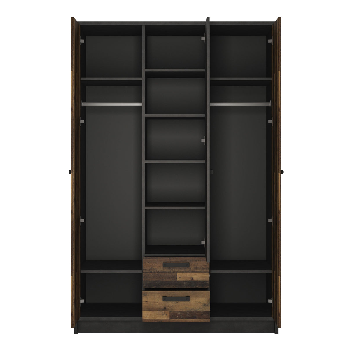Wooden Wardrobe With 3 Doors And 2 Drawers - Brooklyn