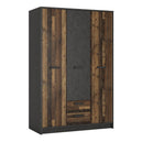 Wooden Wardrobe With 3 Doors And 2 Drawers - Brooklyn