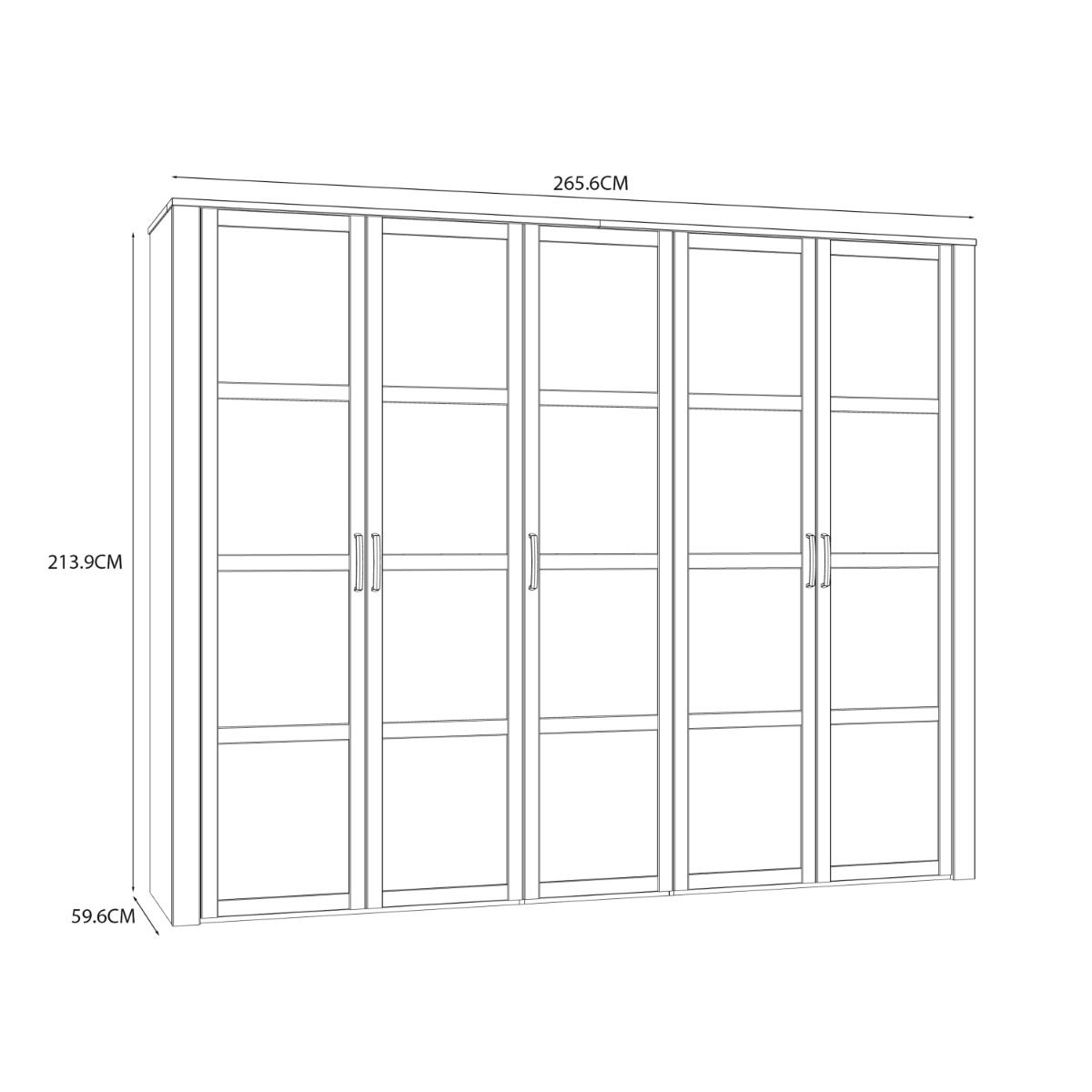 Wooden Wardrobe Large With 5 Doors - Bohol