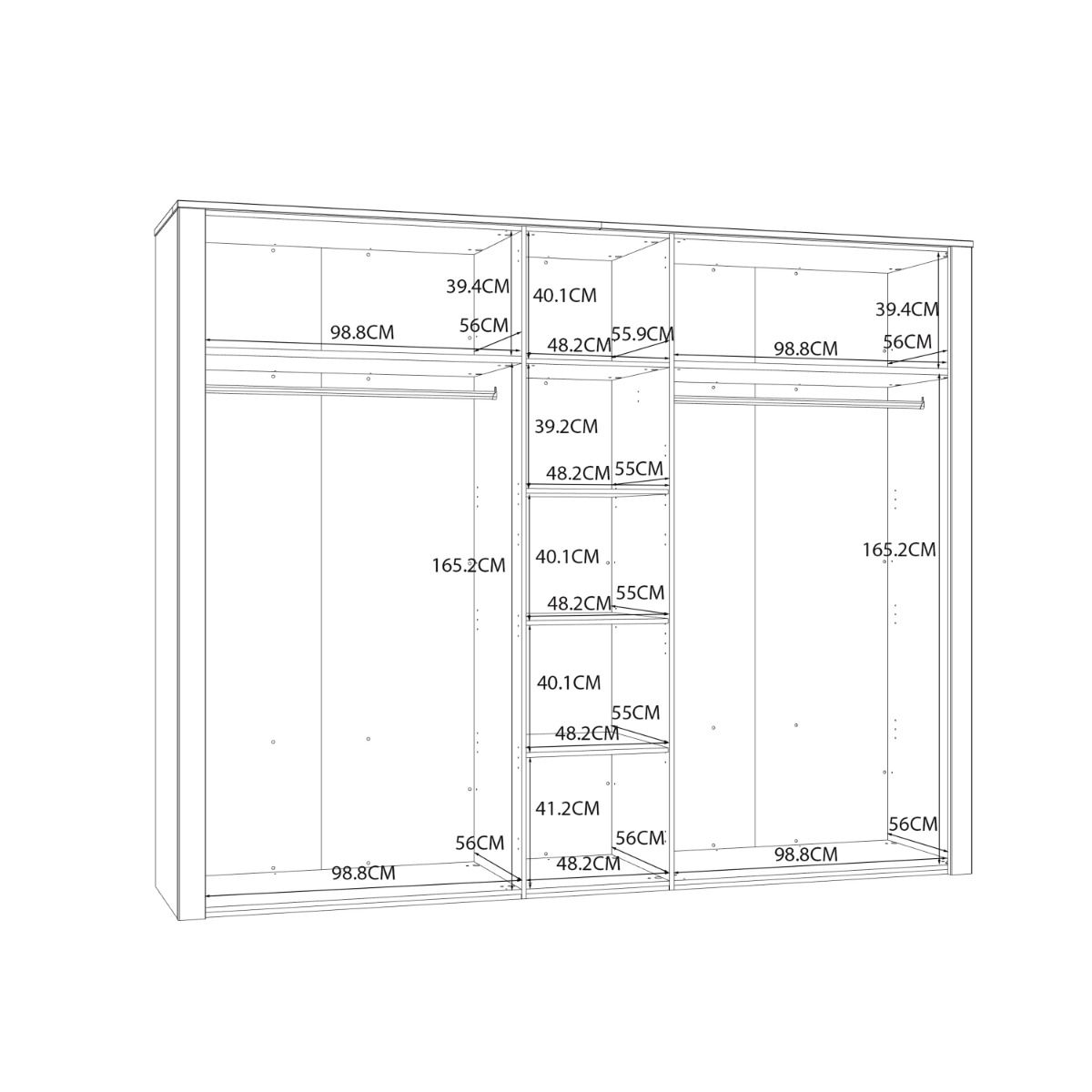Wooden Wardrobe Large With 5 Doors - Bohol