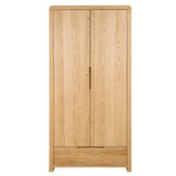 Wooden Wardrobe With 2 Doors And 1 Drawer - Curve