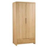 Wooden Wardrobe With 2 Doors And 1 Drawer - Curve