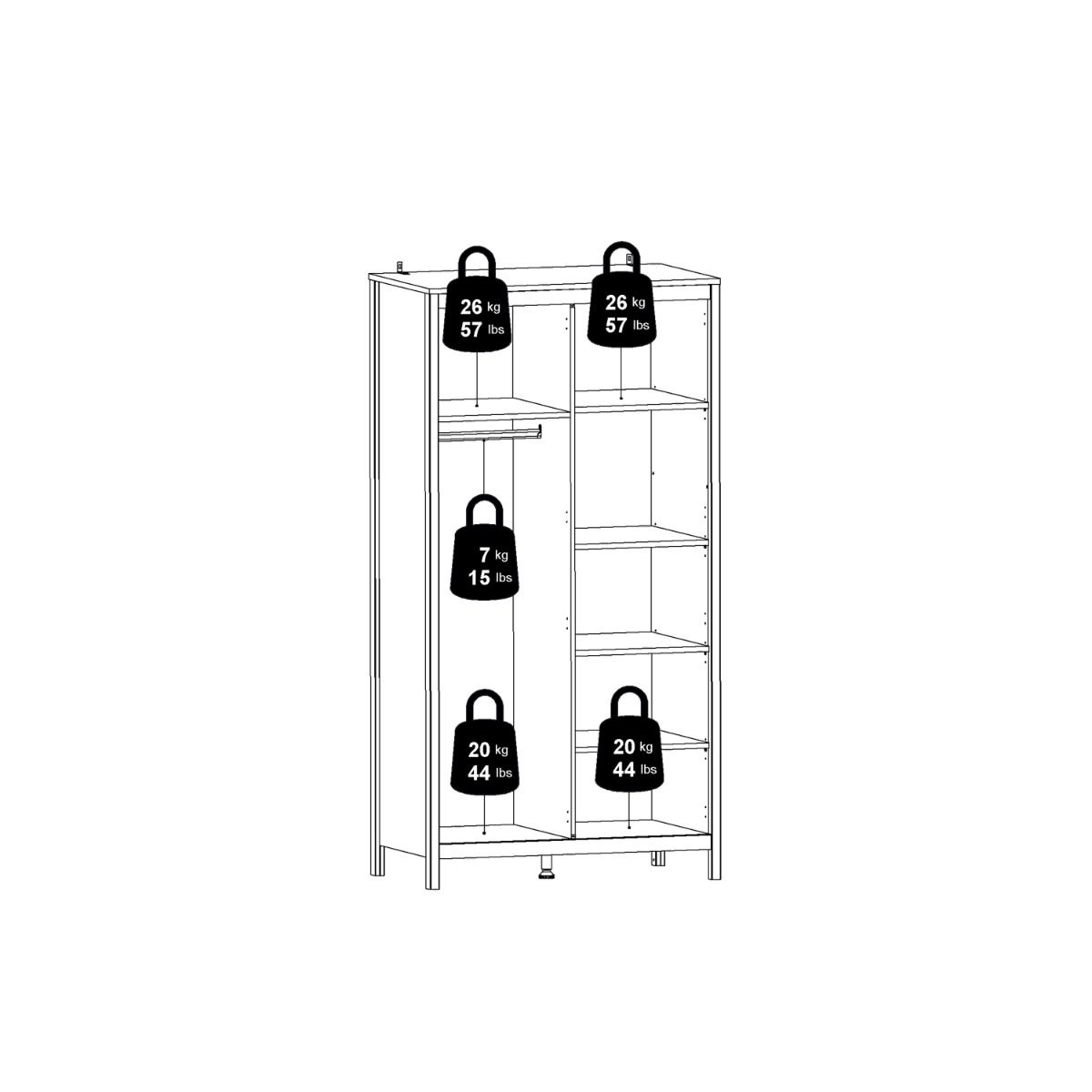 Wooden Wardrobe With 2 Doors - Barcelona