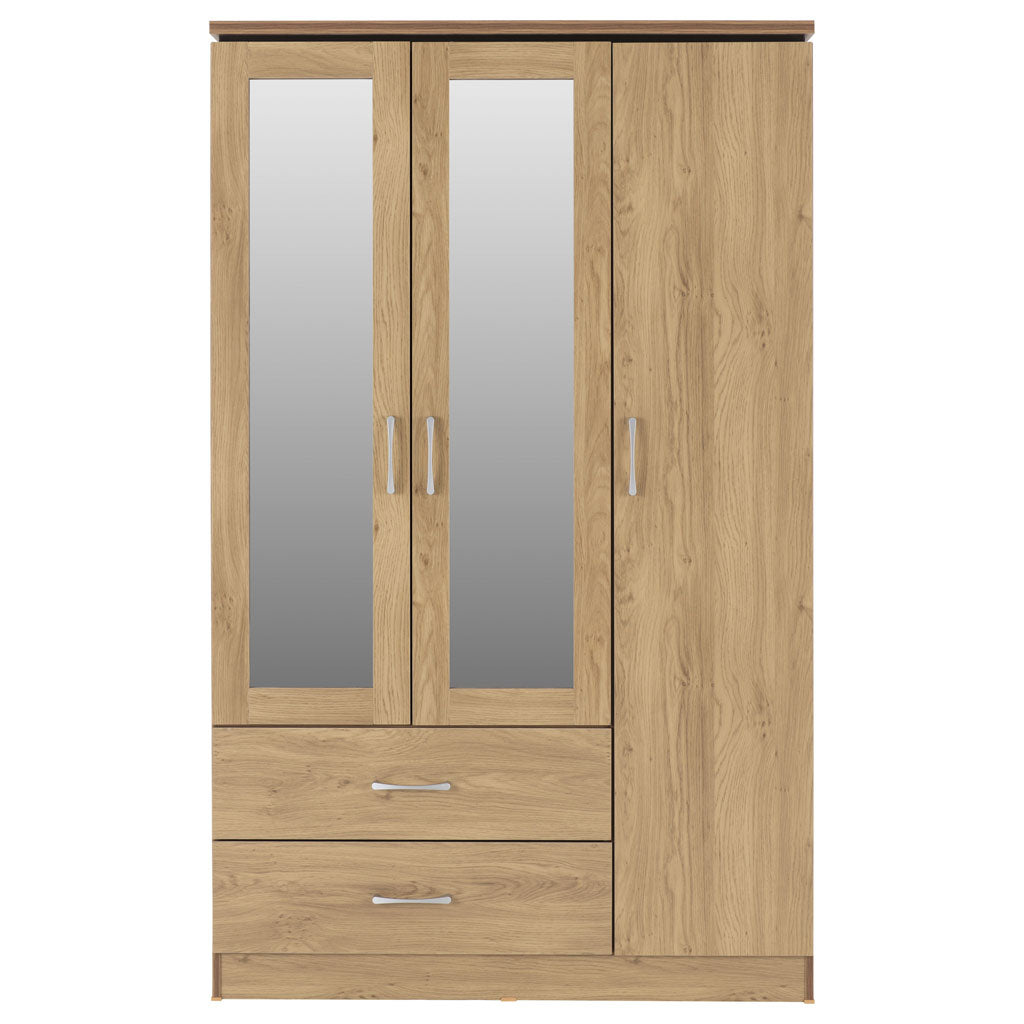 Wooden Wardrobe With 3 Doors And 2 Drawers - Charles