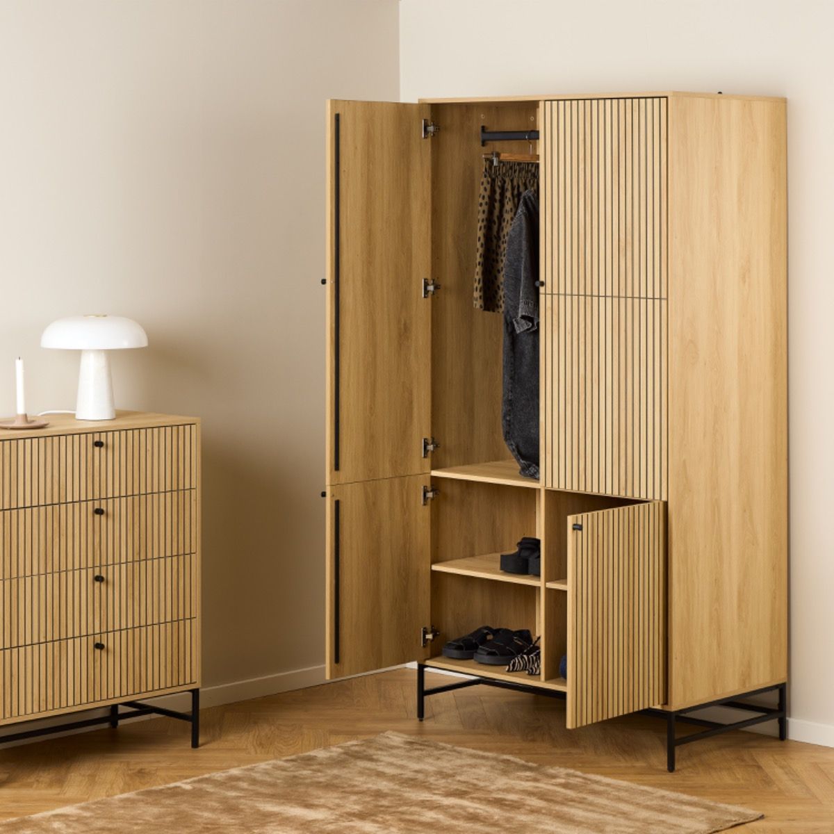 Wooden Wardrobe With 4 Doors - Albany